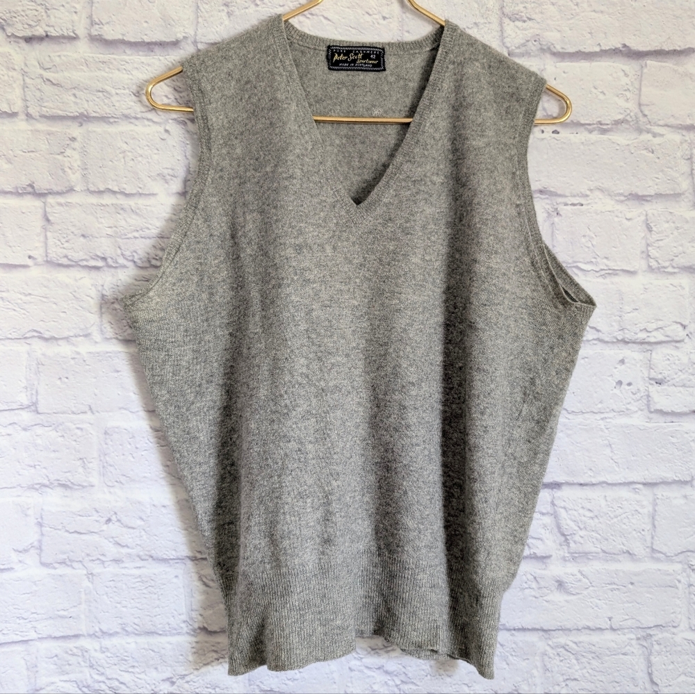 Vintage Peter Scott Cashmere Vest 42 Gray Knit Pullover Slipover 50s 60s Classic